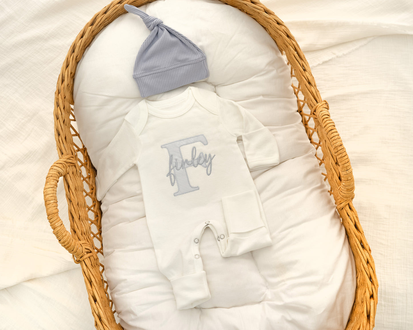 Personalized Hospital Outfit Newborn Baby Boy Sleeper Embroidered Baby Boy Gift for Baby Shower