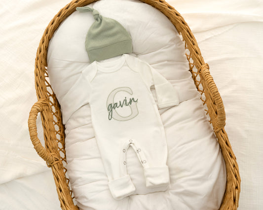 Personalized Hospital Outfit Newborn Baby Boy Sleeper Embroidered Baby Boy Gift for Baby Shower (Copy)