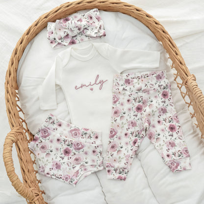 Newborn Baby Girl Outfit Gift For Hospital Outfit Gift for Mom-to-be Personalized With Name