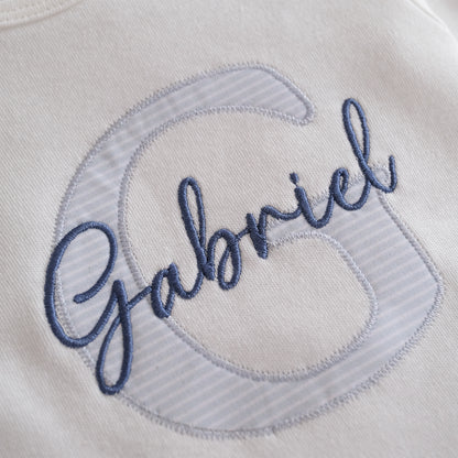Embroidered Newborn Baby Boy Outfit, Organic Cotton, Personalized Baby Romper & Hat