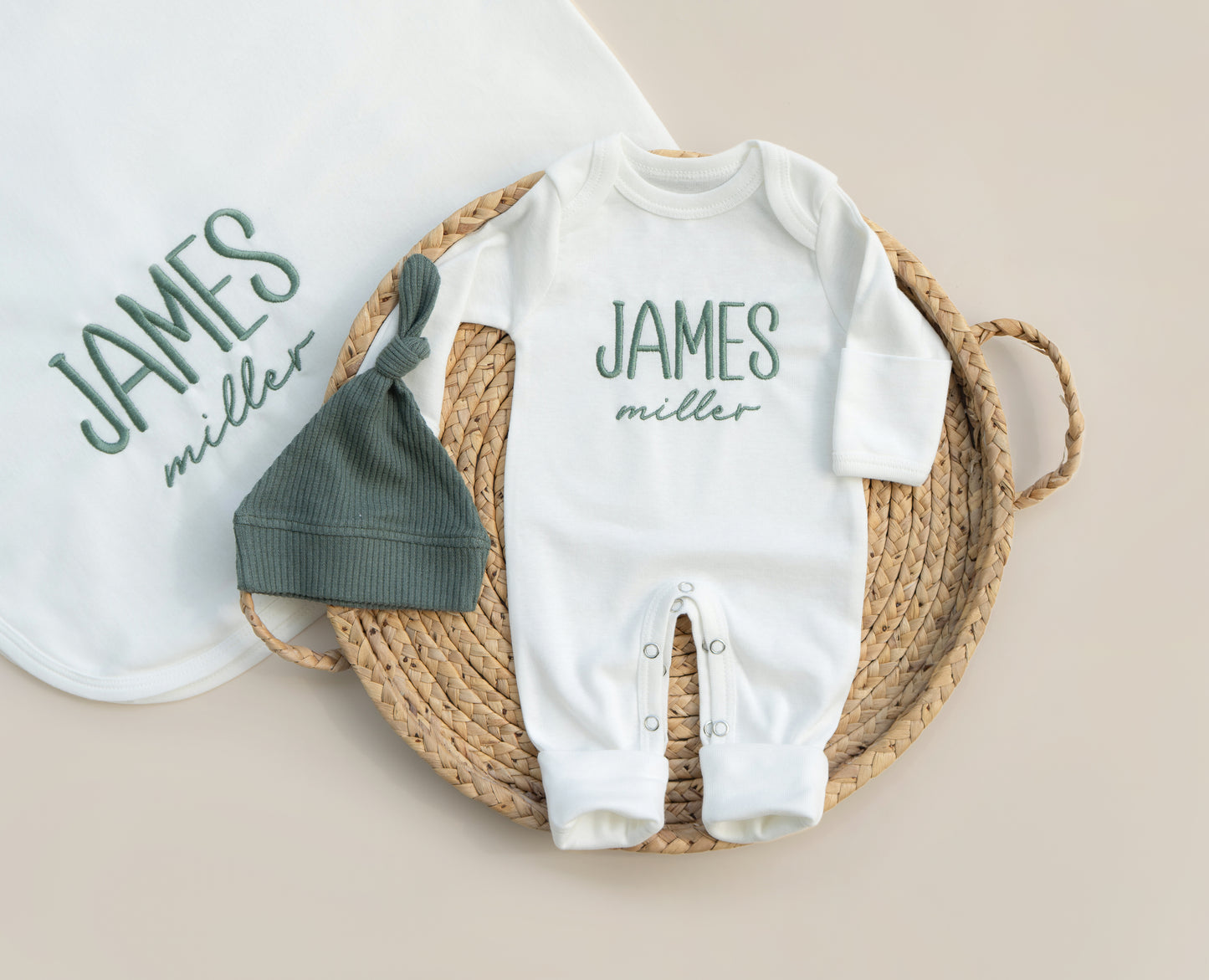 Personalized Newborn Coming Home Outfit Embroidered for Boys with Blanket