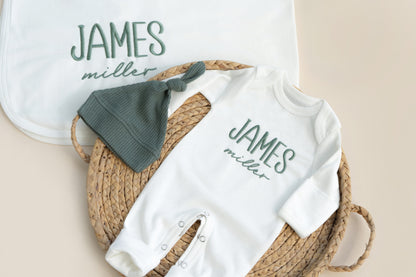 Personalized Newborn Coming Home Outfit Embroidered for Boys with Blanket