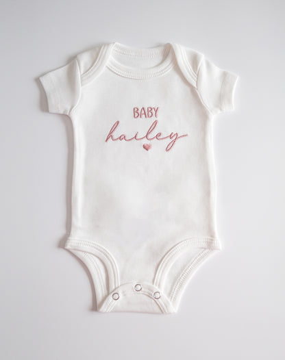 Personalized Bodysuit Embroidered with heart