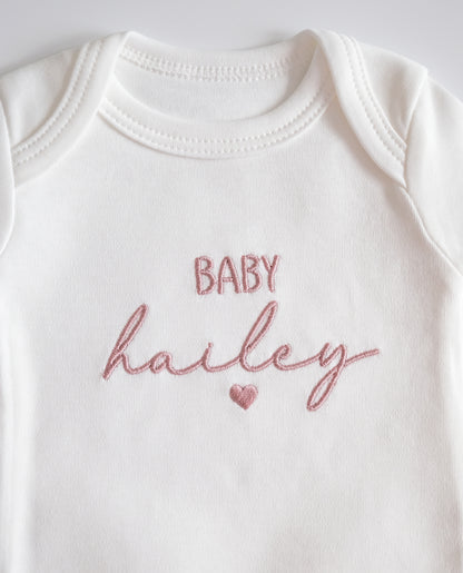Personalized Bodysuit Embroidered with heart