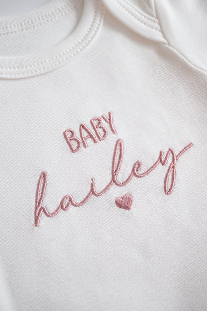 Personalized Bodysuit Embroidered with heart