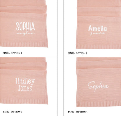 Baby Girl Blanket Embroidered Personalized Embroidered Baby Girl Blanket Soft Cotton Knit Custom Name Newborn Gift