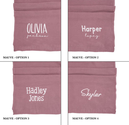 Baby Name Blanket Custom Embroidery knit blanket for baby girl Personalized - Linka Baby