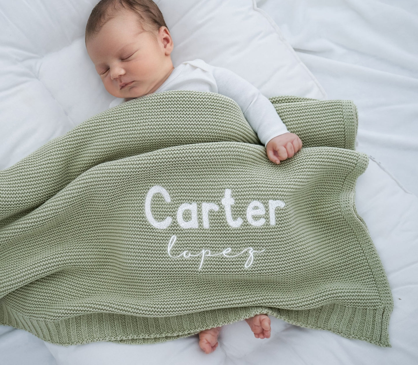 Baby Name Blanket, Embroidered Baby Swaddle, Baby Shower Gift, Newborn Gift, Newborn Name Blanket - Linka Baby