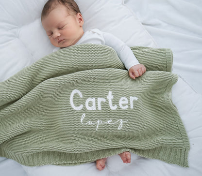 Baby Name Blanket, Embroidered Baby Swaddle, Baby Shower Gift, Newborn Gift, Newborn Name Blanket - Linka Baby