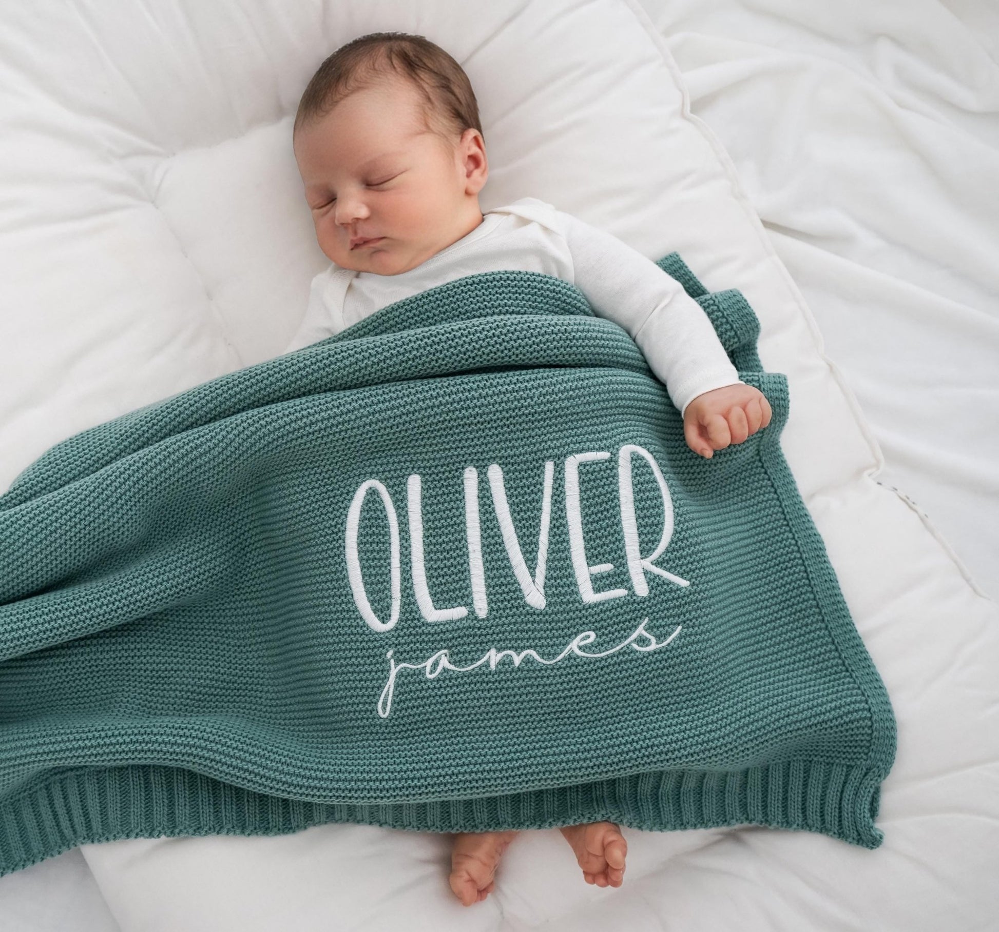 Custom Newborn Name Swaddle, Embroidered Baby Blanket, Baby Shower Gift, Newborn Gift, Newborn Stroller Blanket - Linka Baby