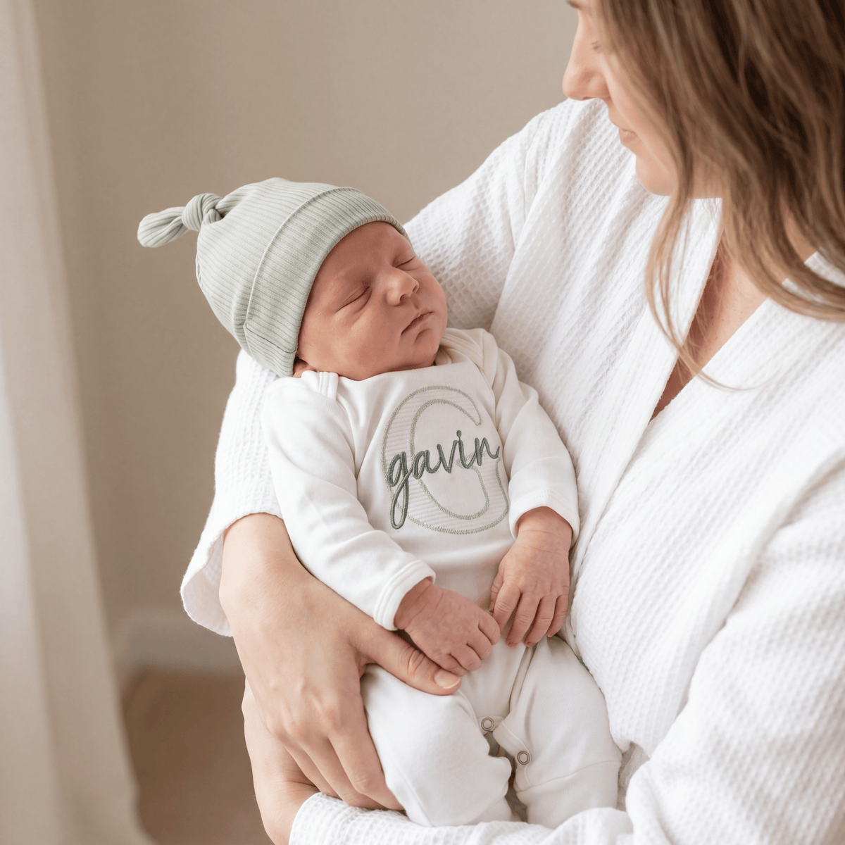 Going Home Hospital Outfit Newborn Baby Boy Sleeper Embroidered Hospital Outfit