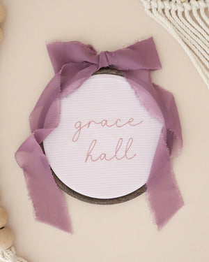 Personalized Embroidered Baby Name Sign – Birth Announcement Sign & Nursery Decor, Mauve