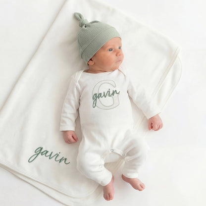 Going Home Hospital Outfit Newborn Baby Boy Sleeper Embroidered Hospital Outfit - Linka Baby