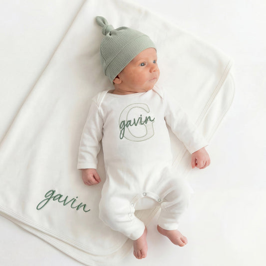 Going Home Hospital Outfit Newborn Baby Boy Sleeper Embroidered Hospital Outfit - Linka Baby