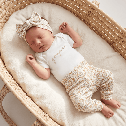 Embroidered Baby Girl Outfit Personalized Newborn Gift for Baby Shower Coming Home Outfit