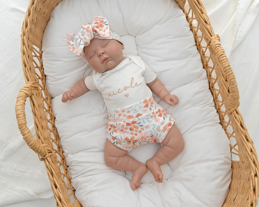 Newborn Baby Girl Outfit New parent gift Embroidered Baby Girl Outfit Personalized Pregnancy Reveal Baby Announcement