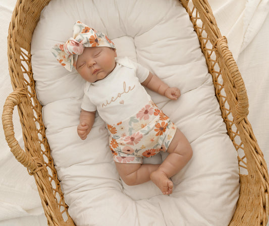 Newborn Girl Coming Home Outfit Organic Cotton Floral Set