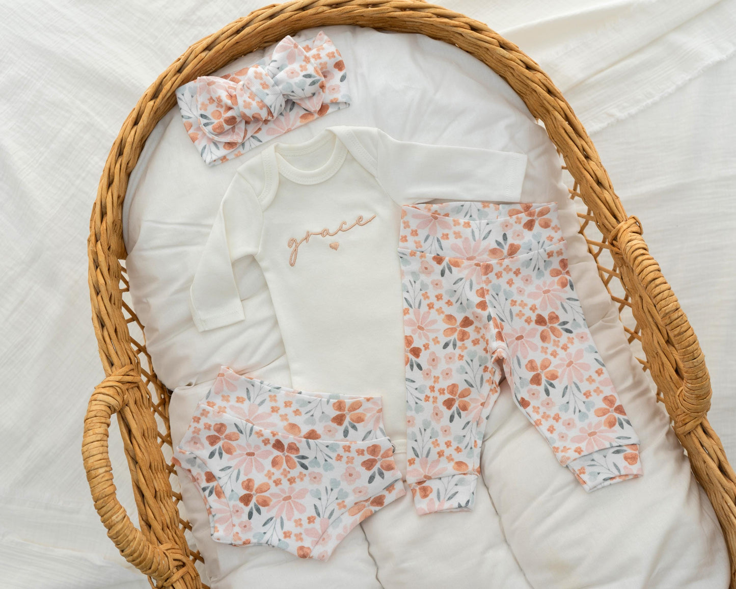 Newborn Baby Girl Outfit New parent gift Embroidered Baby Girl Outfit Personalized Pregnancy Reveal Baby Announcement