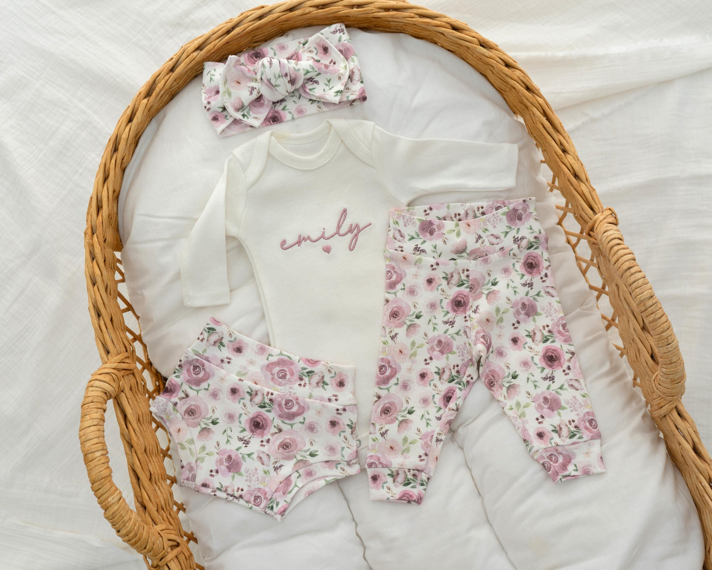 Newborn Baby Girl Outfit Gift For Baby Baby Girl Hospital Outfit Gıft for Mom-to-be Personalized With Name Matching Set