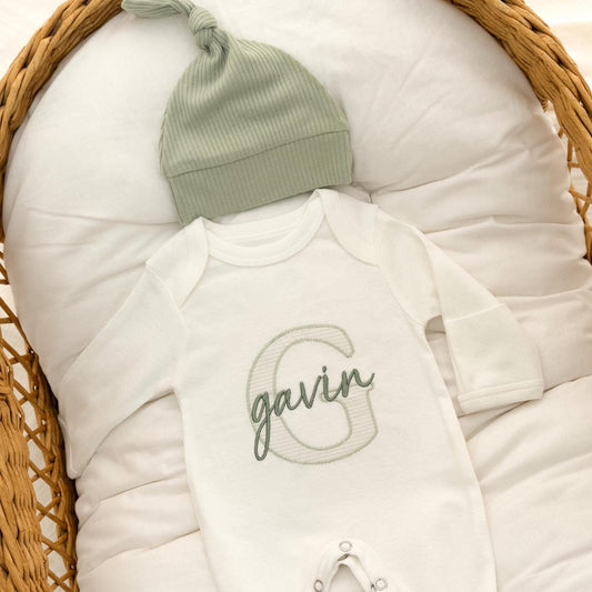 Going Home Hospital Outfit Newborn Baby Boy Sleeper Embroidered Hospital Outfit