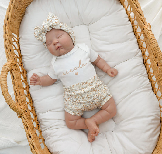 Embroidered Baby Girl Outfit Personalized Newborn Gift for Baby Shower Coming Home Outfit