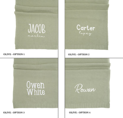 Baby Name Blanket Custom Embroidery knit blanket for baby girl Personalized Keepsake Newborn Christmas Gift