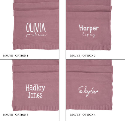 Baby Name Blanket Custom Embroidery knit blanket for baby girl Personalized Keepsake Newborn Christmas Gift