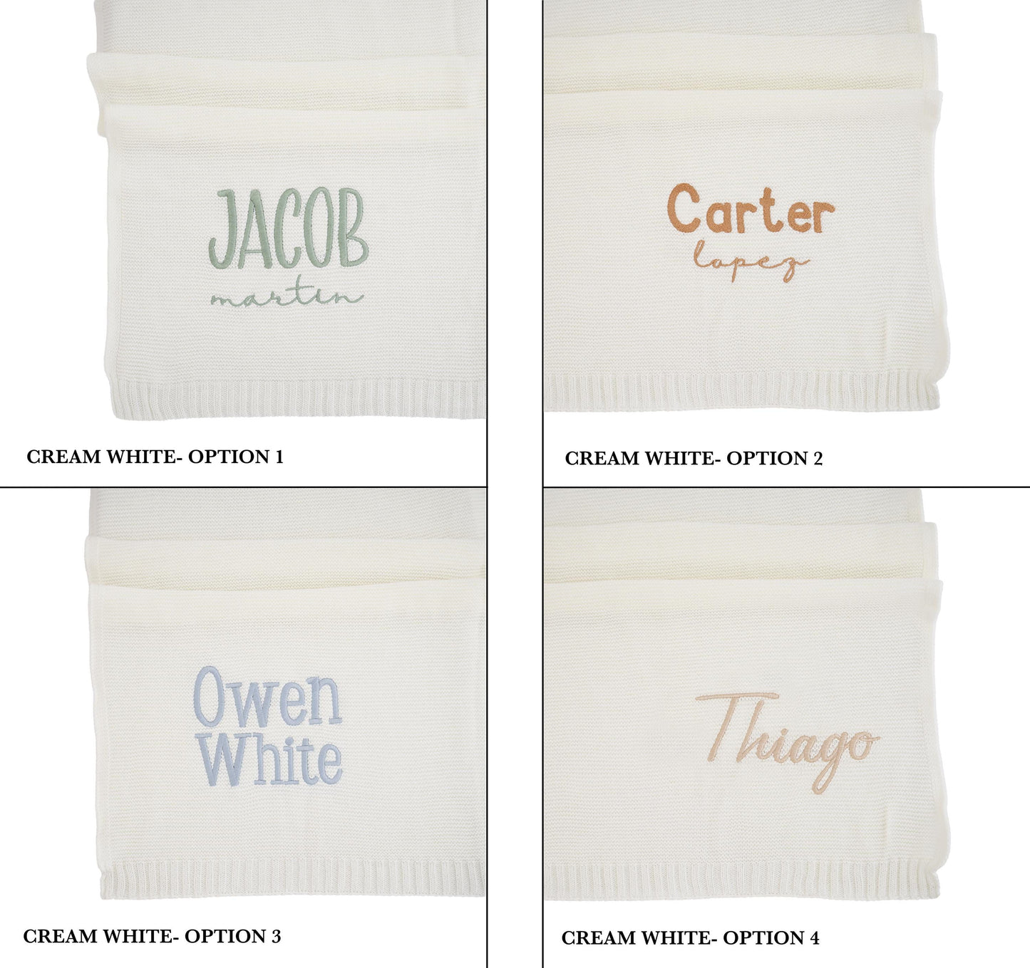 Neutral Baby Blanket with Name Custom Embroidered Personalized Newborn Swaddle Baby Shower Gift Knit Blanket First Christmas