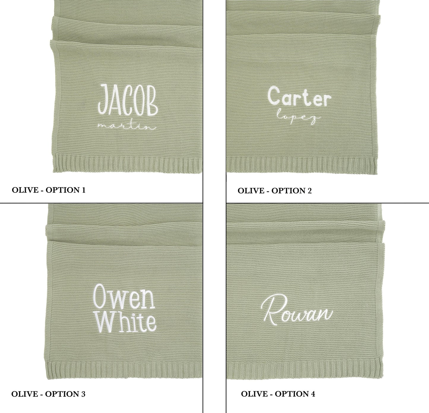 Neutral Baby Blanket with Name Custom Embroidered Personalized Newborn Swaddle Baby Shower Gift Knit Blanket First Christmas