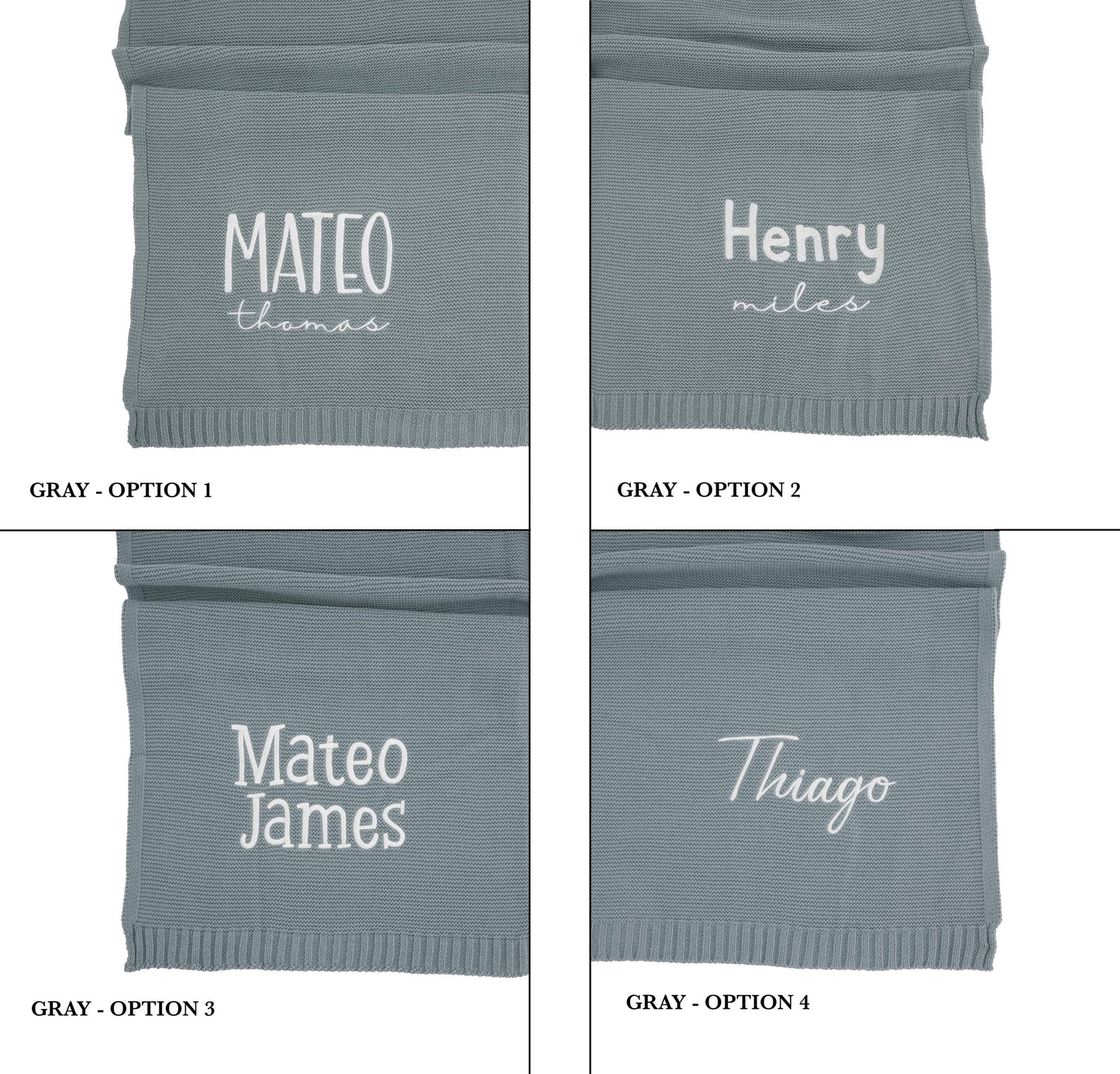 Neutral Baby Blanket with Name Custom Embroidered Personalized Newborn Swaddle Baby Shower Gift Knit Blanket First Christmas