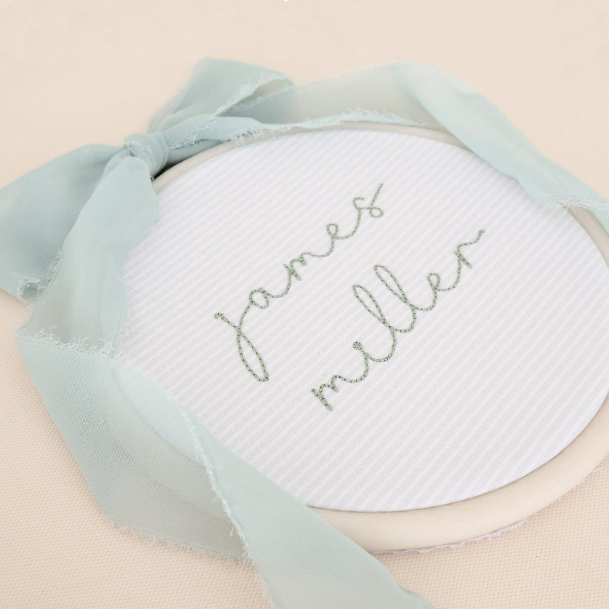 Personalized Embroidered Baby Name Sign – Birth Announcement Sign & Nursery Decor, Green