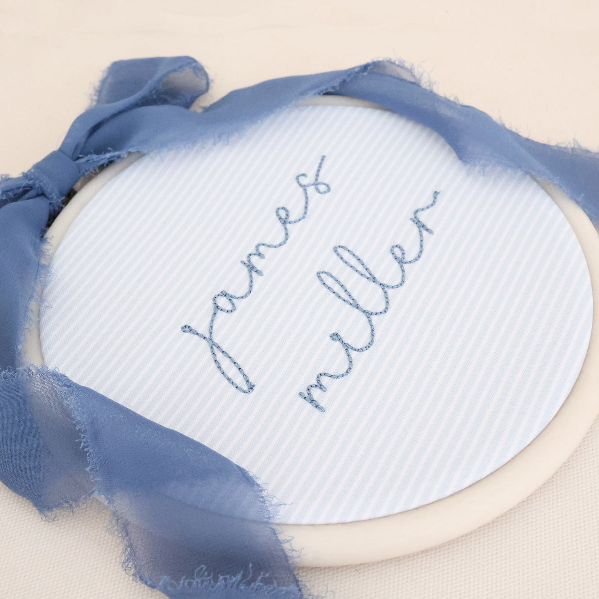 Personalized Embroidered Baby Name Sign – Birth Announcement Sign & Nursery Decor, Navy