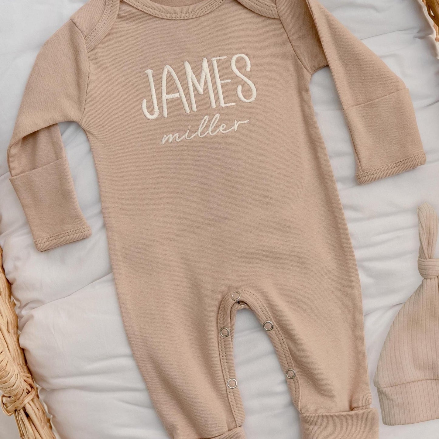 Newborn Baby Boy Coming Home Outfit Embroidered, Gift for Baby Boy, Romper and Hat Set with Blanket Personalized Newborn
