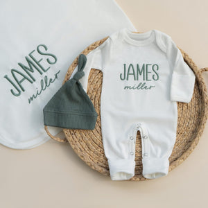 Newborn Baby Boy Coming Home Outfit with Blanket Hospital Outfit Gift for Baby Shower Forest Green
