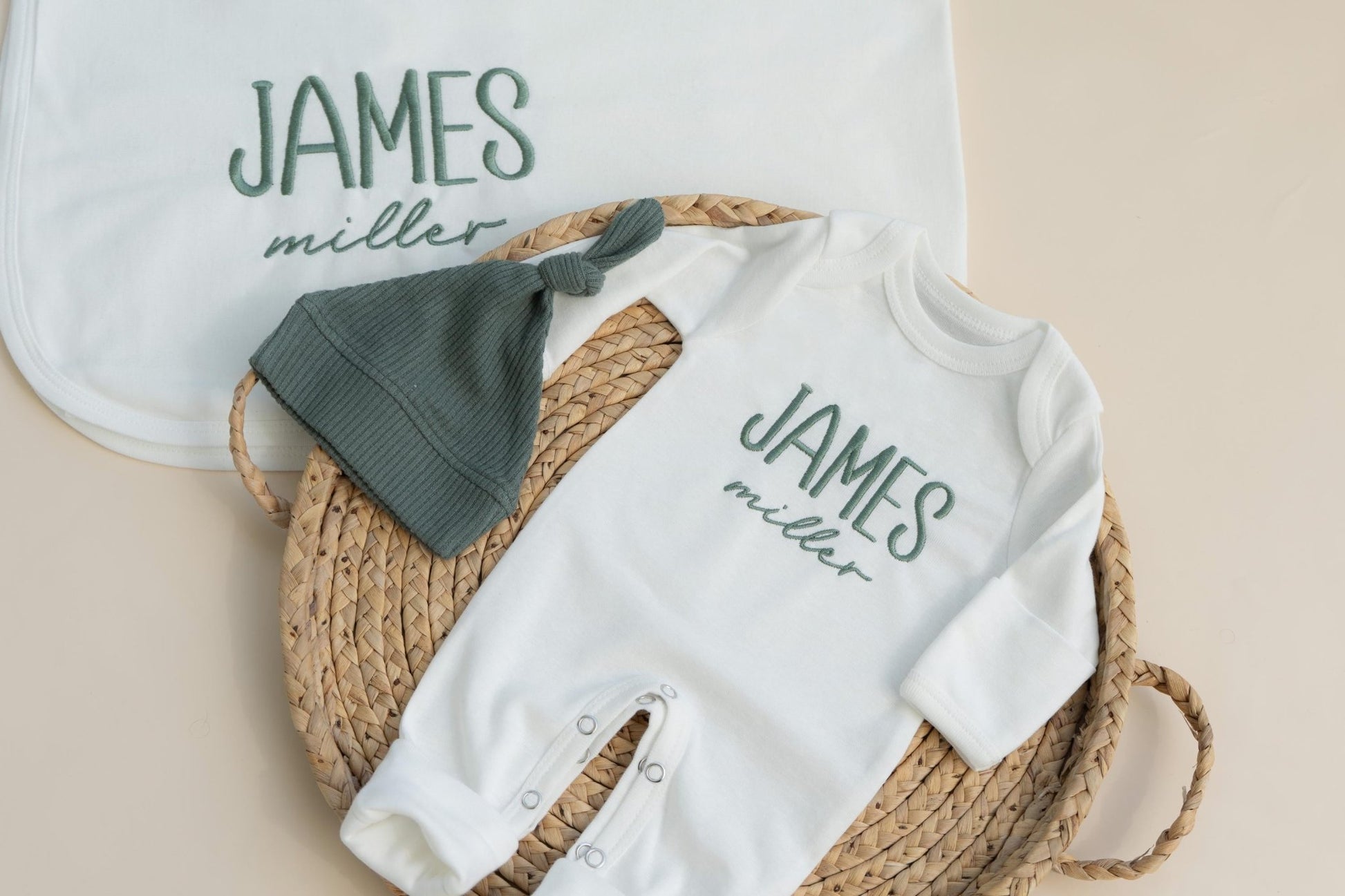Newborn Baby Boy Coming Home Outfit Hat with Blanket Hospital Outfit Gift for Baby Shower Forest Green - Linka Baby