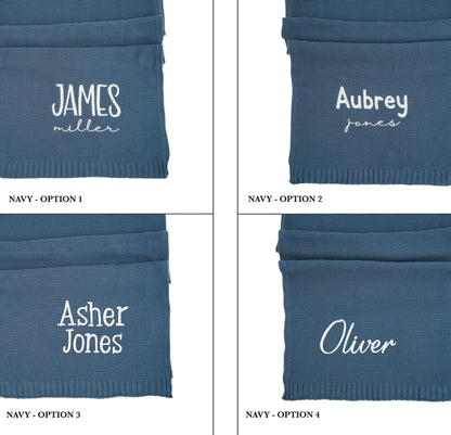 Personalized Baby Boy Blanket with Name Custom Embroidered Newborn Swaddle Baby Shower Gift Knit Blanket