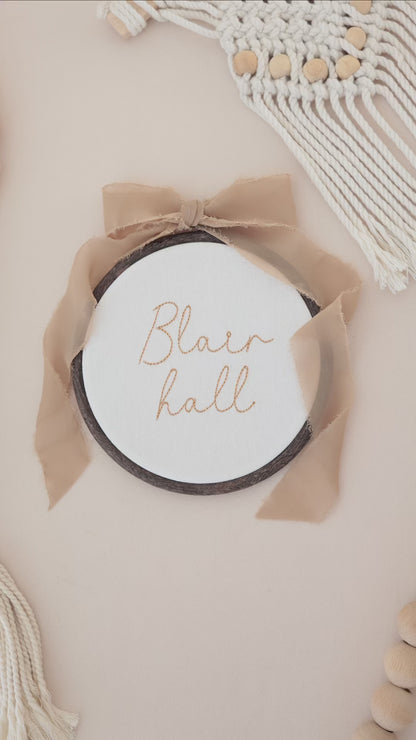 Personalized Embroidered Baby Name Sign – Birth Announcement Sign & Nursery Decor, Cream